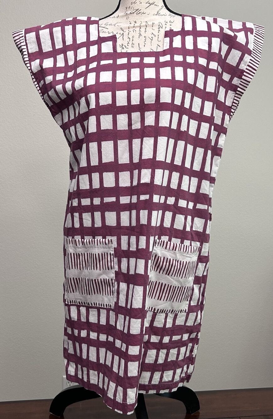Brooke Wright Women’s Square Neck Mini Shift Dress Maroon White Size Large